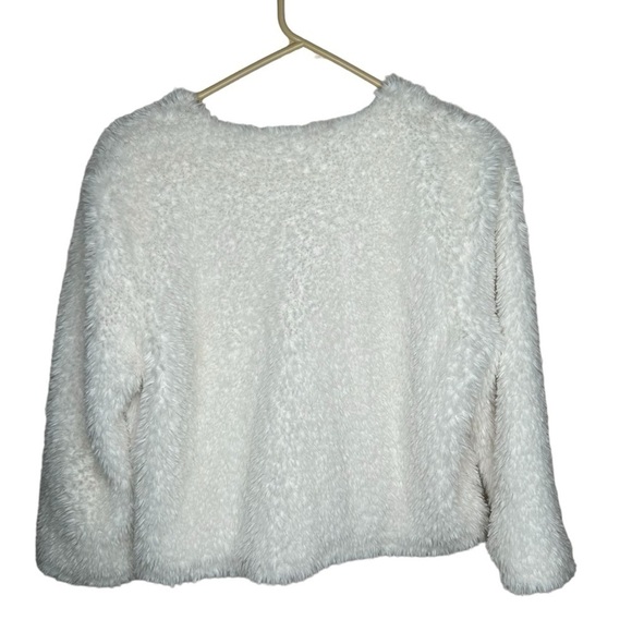 Calvin Klein Womens Faux Fur Open Front Long Sleeve Short Coat Jacket White L - Picture 4 of 4
